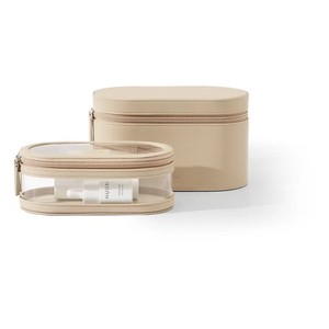 Hot mùa hè đồ trang sức sang trọng lưu trữ túi rõ ràng PVC không thấm nước với màu be da xử lý biểu tượng tùy chỉnh trang điểm trường hợp hoặc trang điểm Pouch - Product Image 2