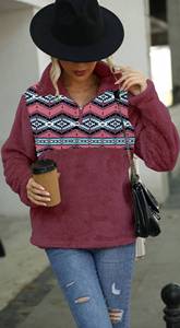 Atzec Winter <strong>Jackets</strong> Wholesale Coats 1/4 <strong>Half</strong> Zipper Women Fashion Clothing Warm Sherpa Plush Shackets Sweatshirts - Product Image 4