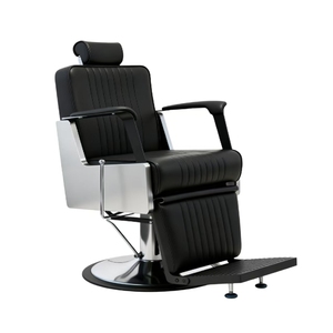 Fauteuil de barbier moderne en cuir avec réglage en hauteur, rotation à 360 degrés, élévateur hydraulique, design pliable pour usage commercial en salon - Product Image 6