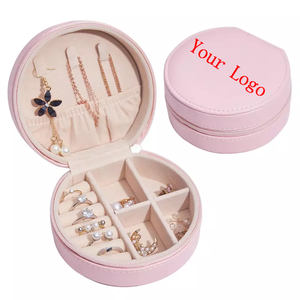 Wholesale <b>Small</b> Round Shape Pu Leather Jewelry Organizer <b>Box</b> Earring Ring Display <b>Box</b> Women Travel Jewelry Storage case - Product Image 1