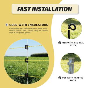 Corda per Recinzione Elettrica Portatile, Resistente ai Raggi UV e alla Ruggine, Altamente Visibile, per Cavalli - Product Image 4