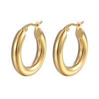 Boucles d'oreilles créoles tendance minimalistes pour femmes, plaquées or 18 carats, en acier inoxydable, bijoux de fête, articles de gros très demandés