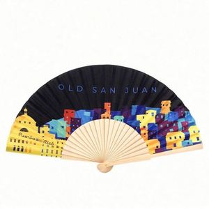 Éventail pliant portable en bambou de style chinois avec logo personnalisé, idéal pour mariages et événements, en bois, papier et tissu - Product Image 6