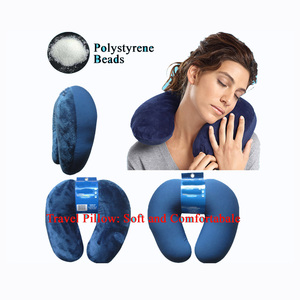 <strong>U</strong>-Shape Microbeads Woven Anti-Static Inflatable Portable Neck Rest <strong>Pillow</strong> for Neck Pain Relief Christmas Travel <strong>Pillow</strong> - Product Image 5