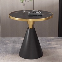 Table à manger ronde de luxe légère Mobilier pour salon Table basse de luxe moderne Mobilier noir pour hôtel