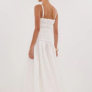 Robe asymétrique sexy en coton texturé à bretelles et dos nu, nouvelle collection printemps, personnalisable pour femmes (OEM) - Product Image 2