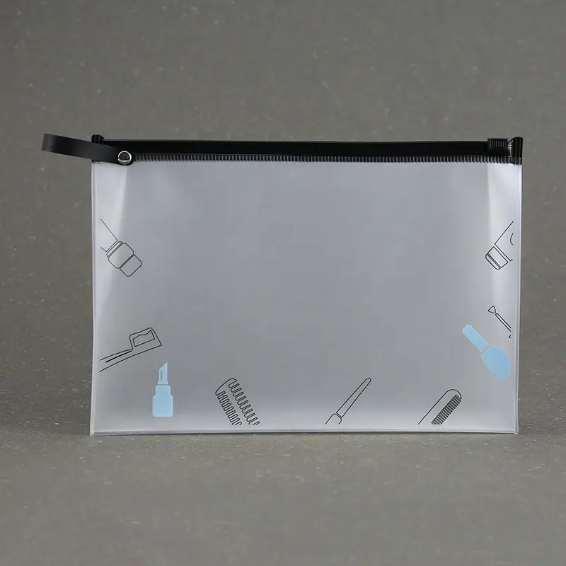 Şeffaf tuvalet çantası EVA buzlu Minimalist depolama fermuar seyahat çantası OEM özel Logo makyaj aksesuarları