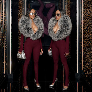 Mode 2025 automne femmes Sexy combinaisons à manches longues fourrure Patchwork minceur <span class=keywords><strong>combinaison</strong></span> nouvelles barboteuses pour les femmes - Product Image 2