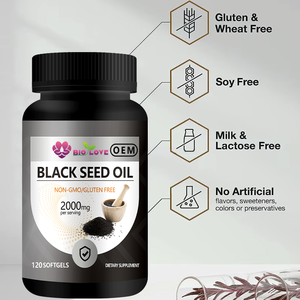 Chinese leverancier OEM Private Label Premium Biologische Zwarte Komijnzaadolie Softgels 100% Natuurlijk Groothandel Supplement - Product Image 6