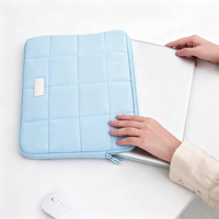 Puffy Laptop Sleeve 13-14 Inch Laptop Carrying Case, Matte Blue Polyester Laptop Case Puffy Laptop Sleeve Women Men Custom Logo