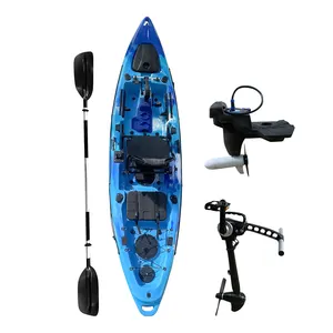 Moteur de 12 pieds, kayak de pêche assis sur le dessus, unique, pas de Kayak gonflable avec lumière, 1 personne, pédale, kayak de pêche