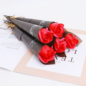 Bouquet di Rose di Sapone per San Valentino, Fiori Artificiali a Stelo Singolo, Boccioli di Rosa Simulati - Product Image 1