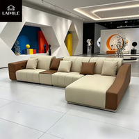 Canapé modulaire en forme de L moderne, grand format, en cuir, pour salon, villa, meubles de maison