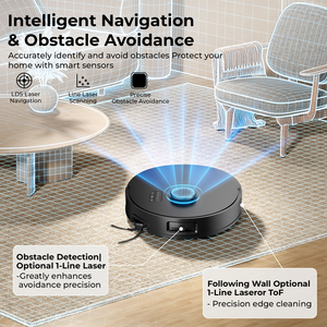 Robot aspirateur et serpillière 35000Pa à forte aspiration avec navigation LDS, cartographie SLAM, optimisation automatique pour tapis et anti-emmêlement pour poils d'animaux - Product Image 5