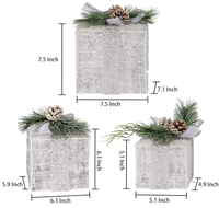 Boîtes cadeaux lumineuses de Noël 3 pièces, 60 lumières LED blanc chaud, design en guirlande, étanches IP67 pour l'extérieur
