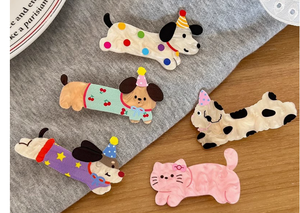 กิ๊บติดผมอะคริลิคการ์ตูนรูปสุนัขและแมวสำหรับเด็กผู้หญิง - กิ๊บติดผมด้านข้างน่ารัก อุปกรณ์ตกแต่งผมอเนกประสงค์ - Product Image 6