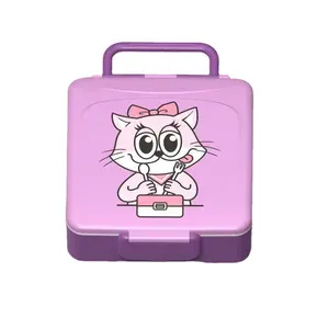 Look Back Oem Odm Plastic compartments Kids Tiffin Box Reusable Storage Container Box Child Bento Lunch Box With Handle