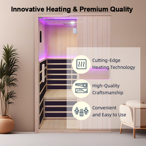 Salle de sauna infrarouge à spectre complet pour 2 personnes en bois de cèdre rouge naturel de qualité supérieure avec accessoires de sauna - Product Image 2