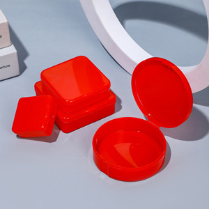 Caja de Almacenamiento Redonda de Plástico Rojo con Tapa para Organización del Hogar y de Piezas - Product Image 1