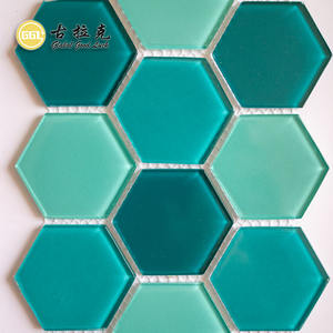 Goodluck mosaïque hexagone forme <span class=keywords><strong>bleu</strong></span>/<span class=keywords><strong>vert</strong></span> cristal verre mosaïque <span class=keywords><strong>carrelage</strong></span> pour piscine salle de bain hôtel mur sol dosseret décor - Product Image 2