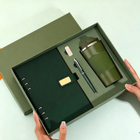 Ensemble cadeau personnalisé avec logo, carnet A5 en PU vert, stylo et bouteille d'eau, cadeaux promotionnels d'entreprise, personnalisation