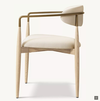 Fauteuil de salle à manger Arno en tissu velours moderne et écologique avec pieds en bois massif