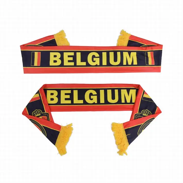 wholesale customized logo polyester printing football acrylic knitted fans scarf sport team decorative scarf