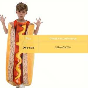 Costume d'Halloween imprimé Hot-Dog de dessin animé, mascotte amusante en forme de saucisse sans manches pour adulte unisexe, idéal pour <span class=keywords><strong>les</strong></span> fêtes costumées - Product Image 5