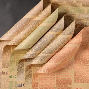 Papel de embalaje de piel de vaca, papel para envolver ramos de flores y materiales de papel para embalaje de periódicos ingleses vintage al por mayor - Product Image 1