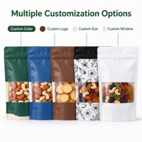 Sachet Doypack Personnalisé Imprimé avec Fenêtre Transparente et Fermeture Zip Refermable, Emballage Alimentaire en Plastique de Qualité pour Snacks, Noix, Bonbons et Fruits Secs