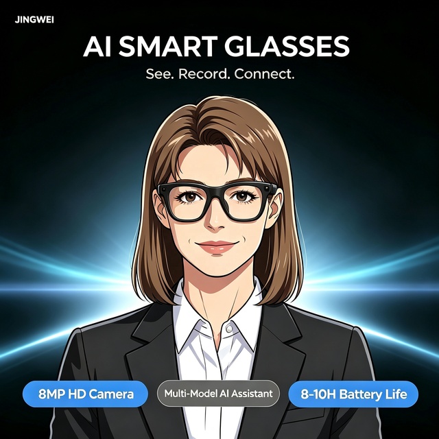 Premium AI Smart Glasses AI Voice Assistant 800W Camera AI Translation Engine Video Recording WiFi 4 Wear Detection