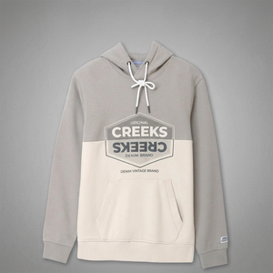GLOBAL LEATHER Creeks White Grey Vintage 100% Coton Biologique Polaire 300g Écologique Sweat à Capuche Homme Hiver Chaud Non Doublé Confortable - Product Image 3