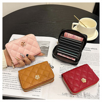 Dompet Pendek Camellia Mewah Wanita Elegan Dompet Kulit PU Portabel Tempat Kartu Uang Dompet Koin Billetera De Disenador