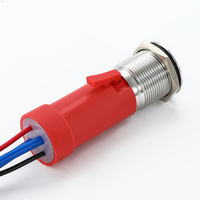 Interrupteur à bouton-poussoir métallique annulaire à réinitialisation automatique 19 mm marche/arrêt en acier inoxydable 316L 20A avec faisceau de câblage