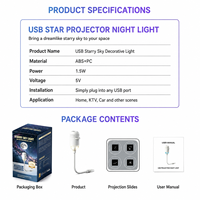 2-in-1 USB Sternenprojektor Lampe Mond Galaxie Nachtlicht RGB LED Deckenprojektor mit Austauschbaren Folien für Schlafzimmer Heimdekoration