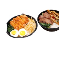 Bols en plastique jetables 200 ensembles/boîte Bol à ramen de style japonais avec couvercle Passe au micro-ondes Écologique Bol à riz mélangé à la viande marinée