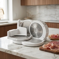 Trancheuse à viande électrique blanche 150W AC, coupe-viande à vitesse réglable, lame en acier inoxydable pour la cuisine domestique