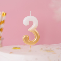 Bougies Chiffres Bicolores Métalliques Dégradées de Haute Qualité en Cire de Paraffine pour Anniversaire, Pâques, Décorations de Fête, Emballées sous Blister