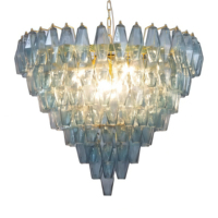 JYLIGHTING Lustre suspendu personnalisé sur mesure pour hôtel, style français Murano, en fer et verre prismatique, pour toute la maison