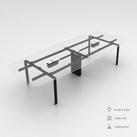 Table de salle de conférence de forme ovale avec pieds en métal pour réunions de direction