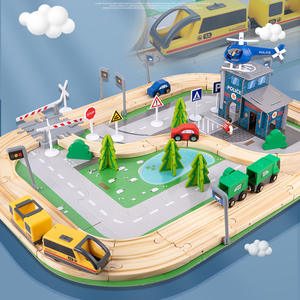 108 pcs road train track set toys <span class=keywords><strong>educazione</strong></span> educativa e della prima infanzia per bambini in legno per costruire strade urbane - Product Image 3