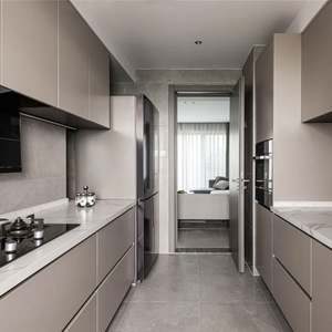 Juego Completo de Cocina Contemporánea de Tamaño Mediano, Personalizada, con Tiradores Ocultos, Acabado Lacado, Gabinetes de Cocina de Madera Contrachapada - Product Image 3