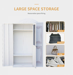 Armadio Moderno Best Seller con 3 Ante a Battente, Specchio, Struttura in Ferro e Motivo Stampato in Acciaio - Guardaroba - Product Image 5