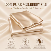 Ensemble de taies d'oreiller en soie de mûrier 100% pure, super douces et luxueuses, avec fermeture éclair, certifiées Oeko-Tex, anti-acariens, logo brodé