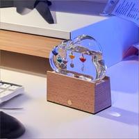 Thermomètre Galileo en verre soufflé artisanal, transparent, artistique, en forme de nuage, pour la prévision météo et l'éducation