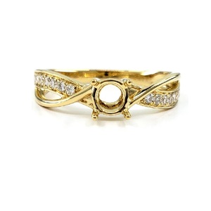Custom Logo High End 18k Solid Yellow Gold Natural Diamond Classic Party Semi Mount Wedding Engagement <b>Ring</b> for Women - Product Image 1