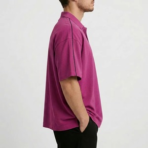 Polo de Manga Corta Rosa para Hombre, Corte Regular, Color Sólido, Estilo Oxford Informal, Diseño con Botones, Transpirable - Product Image 4