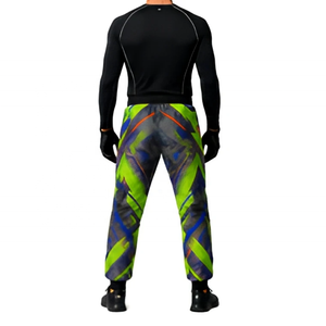 Pantalon de paintball personnalisé imprimé numériquement avec genouillères rembourrées, motif vert vif et bleu noir, joggers décontractés d'extérieur - Product Image 3