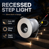 Lampe LED encastrée compacte 3W à lentille coupée en demi-lune, anti-éblouissement UGR profond, pour éclairage de marche et de guidage en extérieur