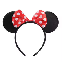 Belles filles cheveux accessoires arcs bandeaux Minnie oreilles Festival fête d'anniversaire cadeau de noël tissu souris oreille bandeau
